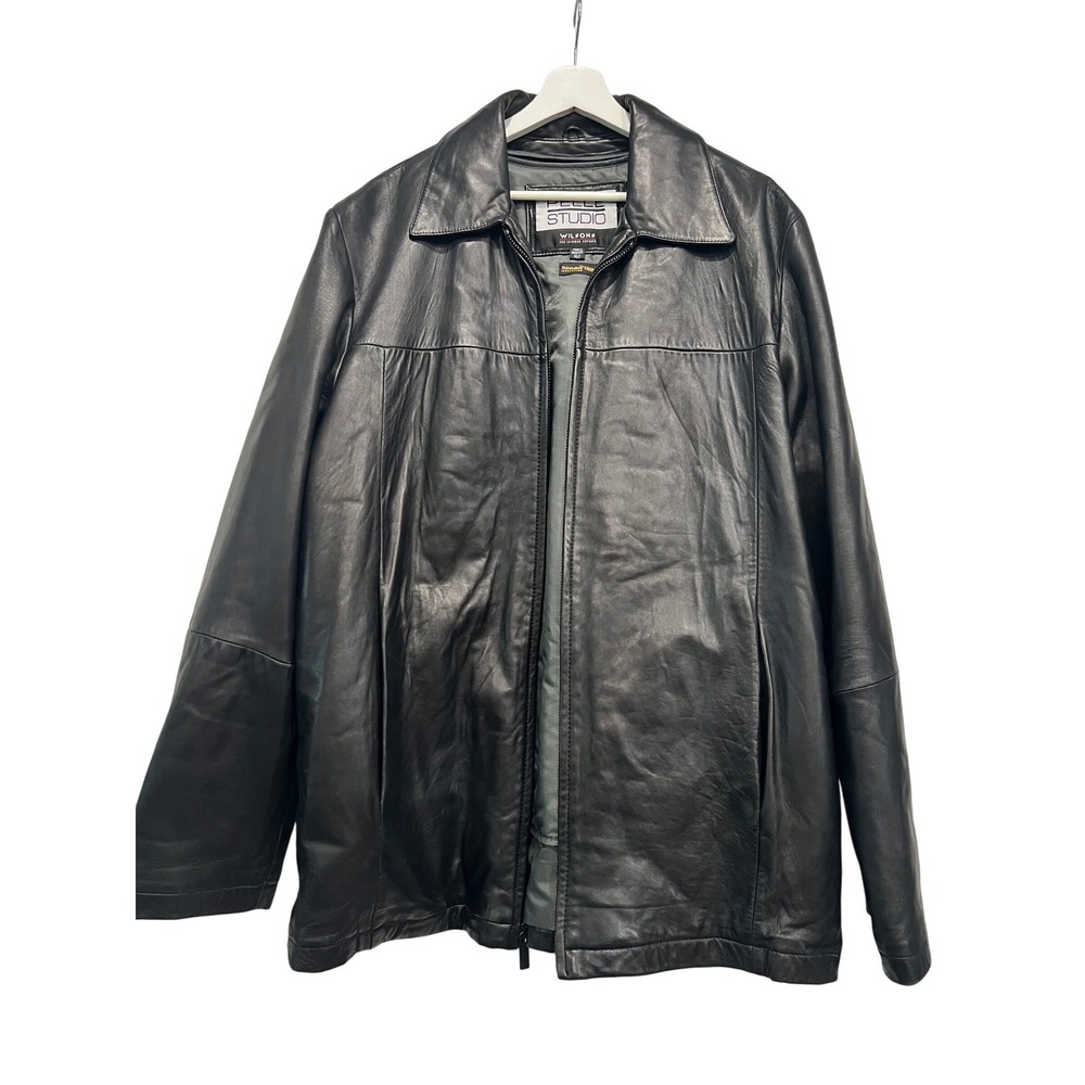 Pelle Studio Wilsons Black Leather Jacket‎ Thinsulate Insulated Mens XXL Tall